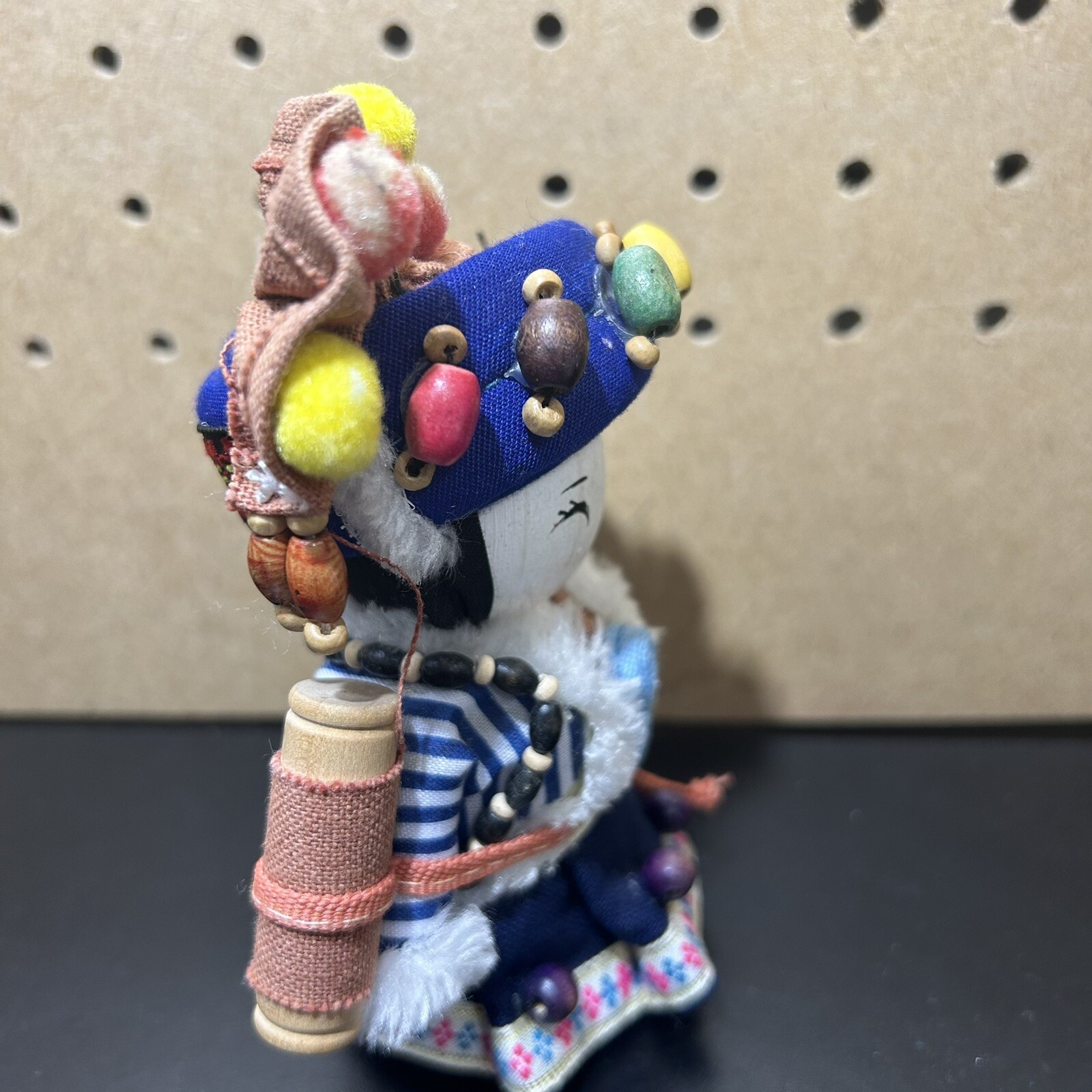 | Vintage | Hmong Doll - Hand Painted Wooden Traditional Costume - Handmade