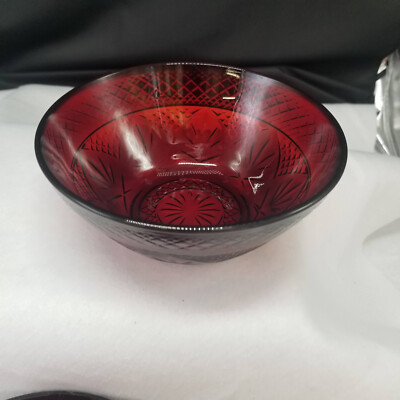 2 Vintage Cristal D'Arques Durand Luminarc Antique Red Fruit Salad Bowls set o 2