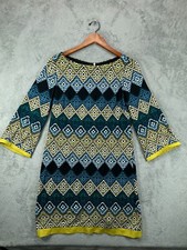 Eliza J Dress Fair Isle Shift Womens 12 Dresses Black Multi Chevron Zip Back