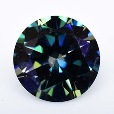 Pierre précieuse en vrac ronde à facettes Moissanite verte bleutée de 1,80 ct...