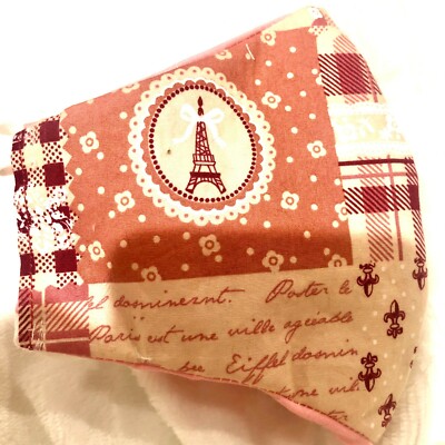 Paris Face Mask Plaid Pink Unisex Adult Size USA Ready to Ship