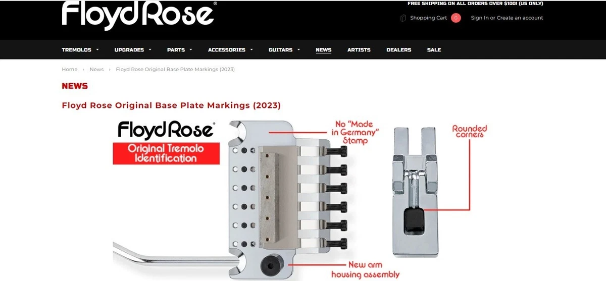 Floyd Rose Original Gold Tremolo System NEW German Made eBay