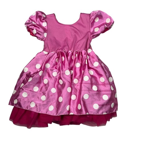 Disney Minnie Mouse Polka Dot Princess Costume Dress FLAW Pink Youth Girls 5/6 - Picture 2 of 13