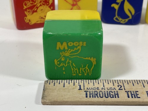 Plastic Rattle Blocks Lot of 8 Alphabet Animals Vintage Toy 1.5” Red Blue Green - Picture 5 of 6
