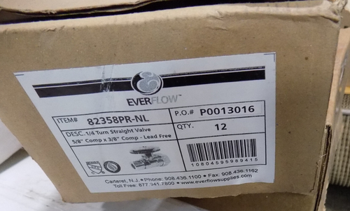 1 2, 1/2" Nom Compression 5/8" OD x 3/8" OD Compression Straight Stop Valve NL - Picture 2 of 3
