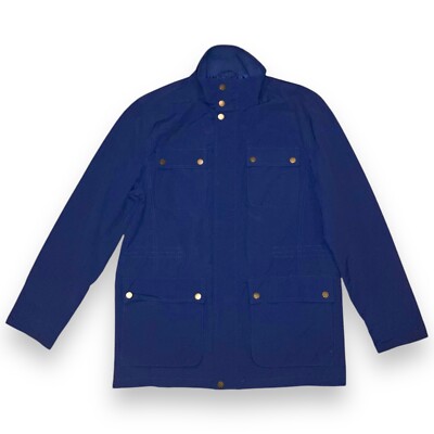 Club Room Jacket Men's Medium Navy Blue Full Zip Snap Four Pocket Field Utility