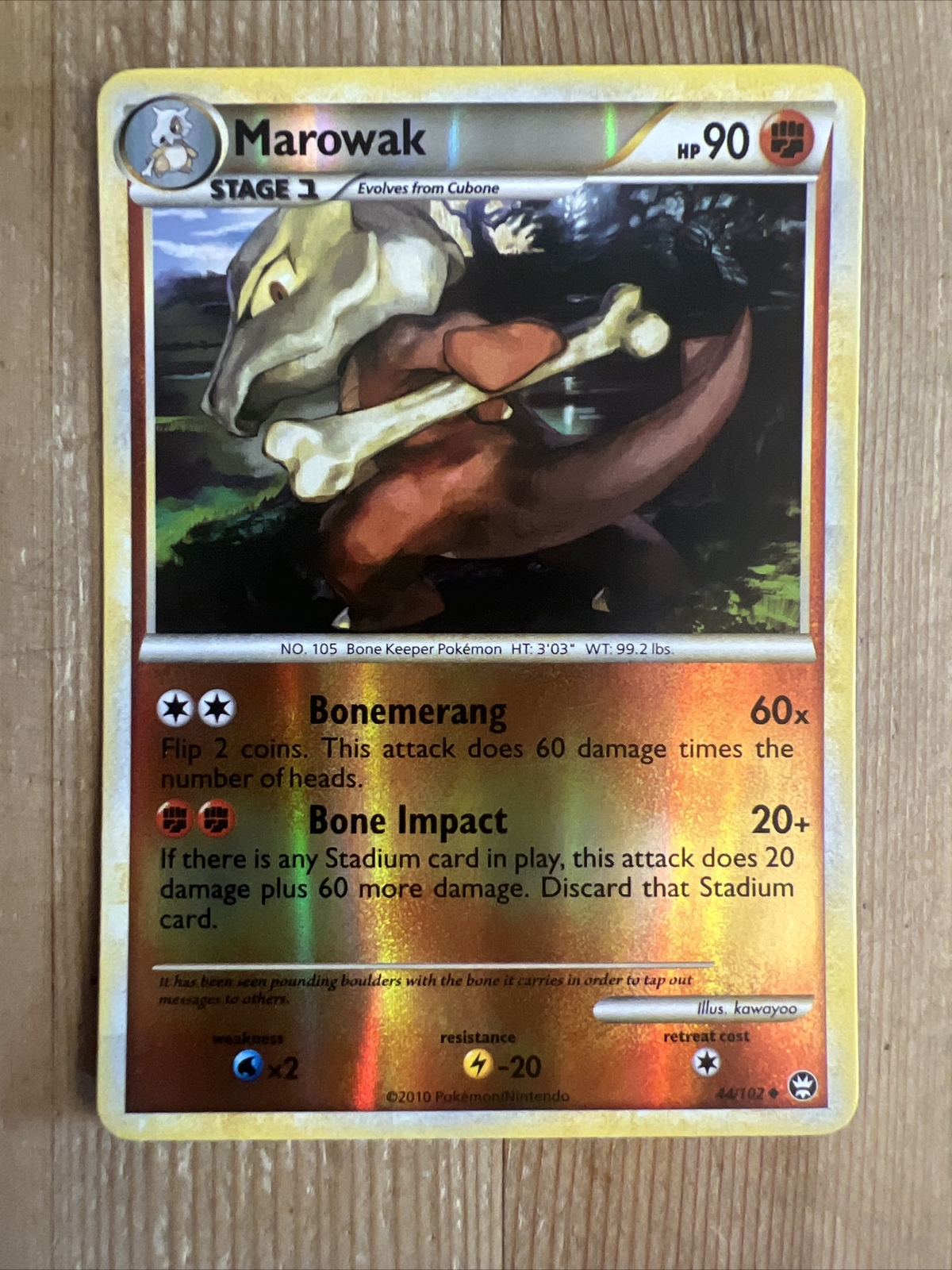 Marowak - 44/102 - Reverse Holo Uncommon- HS Triumphant Pokemon Card - NM/VLP