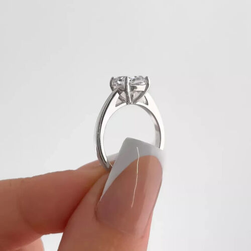 Anello donna solitario 1,00 CT taglio cuscino EF/VS1 diamante coltivato in laboratorio oro bianco 14 carati - Foto 3 di 5