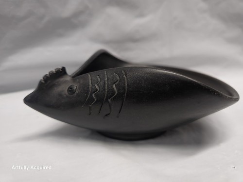 native american black pottery bird effigy bowl - Picture 3 of 24