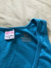 American Apparel Neon 50/50 Blue Tank Top, Made In USA, Alien Graphic