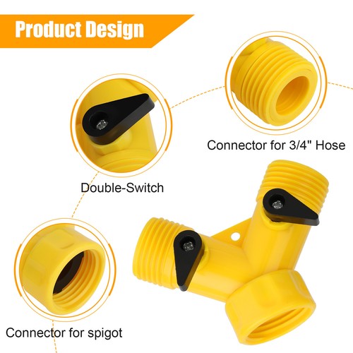 2/4Pcs 3/4" Double 2-Way Tap Water Valves Garden Connector Adaptor Hose Splitter - Picture 4 of 13