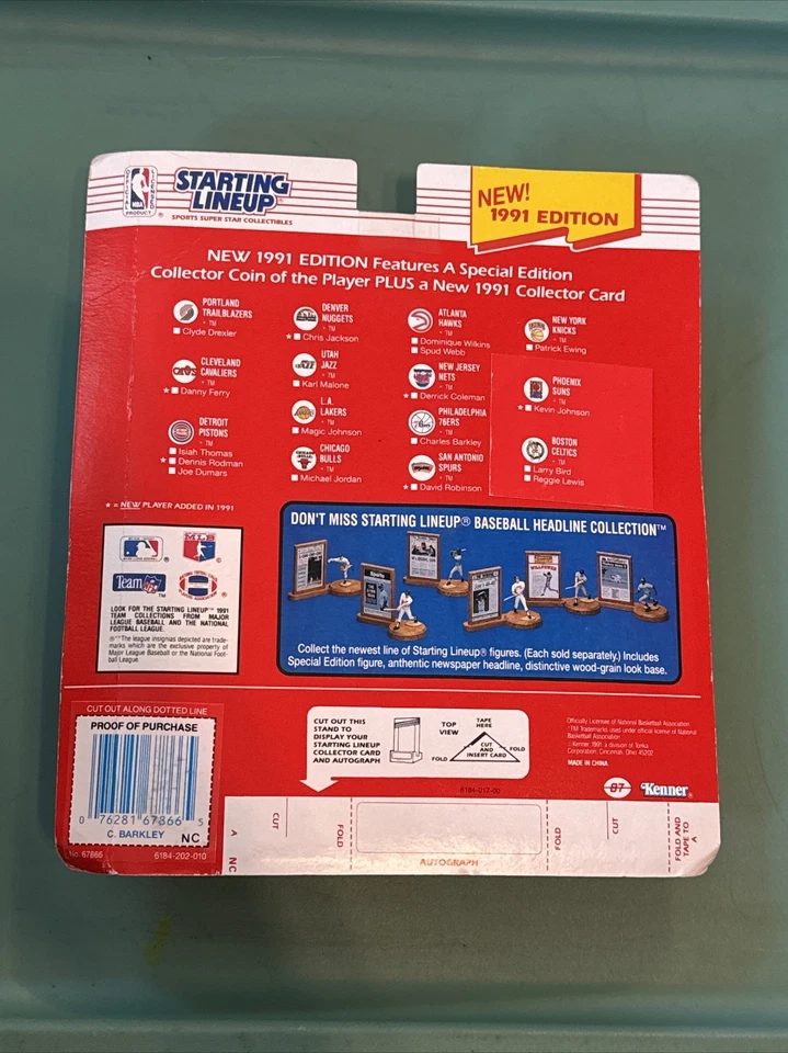 Moneda de tarjeta Sixers Kenner Charles Barkley Philadelphia 76ers 1991 alineación inicial Foto 2 de 2