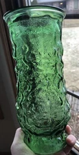 Vintage Vase E O Brody Glass Emerald  Green Vase Crinkle Style