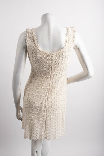 Yoana Baraschi Womens Crochet Cocktail Dress Sz 4 Off White Ivory Sleeveless - Picture 5 of 6