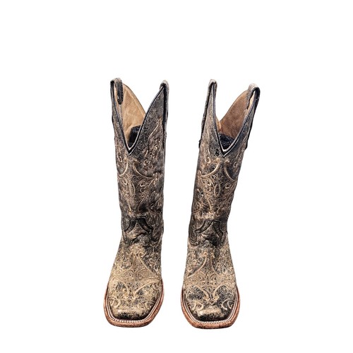 Circle G Distressed Western Cowboy Boots Womens 6.5 M Embroidered Square Toe - Picture 5 of 11