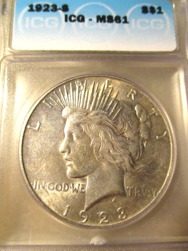 1923-S PEACE SILVER DOLLAR MS61 ICG "MIRROR FINISH"