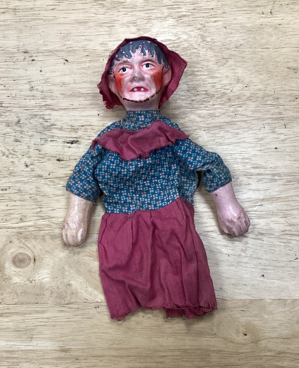 Ancienne Marionnette à Gaine Femme – Bois Et Tissu – Fin XIXe – France