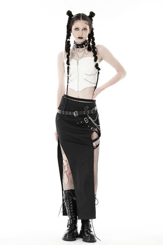 DARK IN LOVE Black Sexy Gothic Punk Rock Tight Long Steampunk Party Skirt - Bild 5 von 20