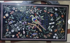 36" x 22" Marble Coffee Table Top Semi precious stones inlay Art Handmade Decor