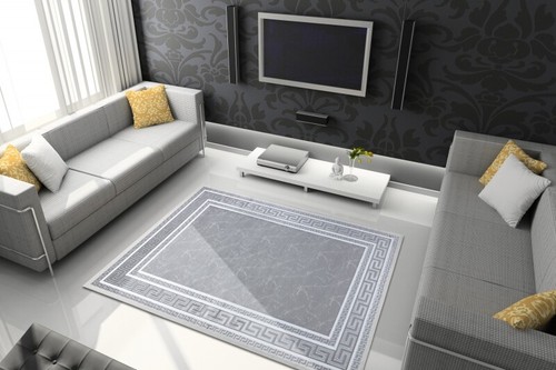 Amazing Modern Elegant Rug "GLOSS" stylish, frame, greek grey Best Quality - Picture 2 of 6