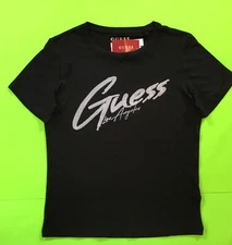 New GUESS Los Angeles Women’s Short Sleeve T-Shirt LARGE Black w/White MSRP $44