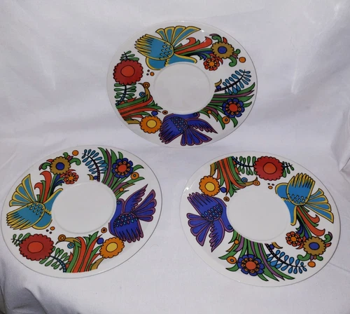 3 Vintage Villeroy & Boch Acapulco Made In Luxembourg Saucer Plate 7 1/3"