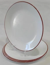🍒 4 Corelle RED RIM DINNER PLATES 10.25" Christmas Holiday Deep Radiant Cherry