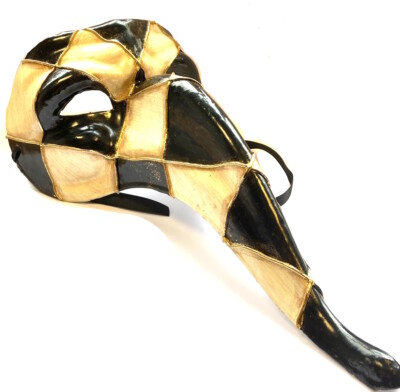 Damen & Herren Maskerade Maske Harlekin Narr kariert lange Nase Pest Maske