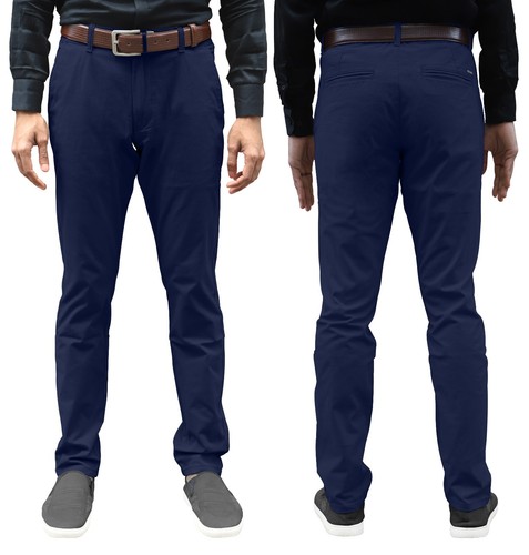Mens Premium Chino Pants Slim Fit Stretch Casual Cotton Straight Chino Trousers - Picture 16 of 25