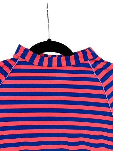 Mini Boden Sz 11-12 Girls Rash Guard Long Sleeve Swim Top Pink Blue Striped - Picture 7 of 8