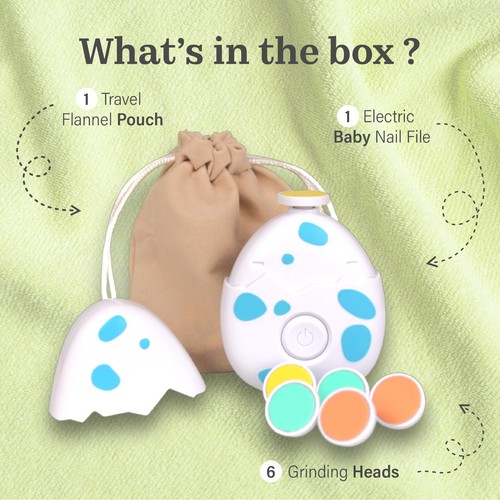 Baby Electric Nail Trimmer Set with 6 Grinding Heads and Travel Pouch - ORANGE - Picture 4 of 8