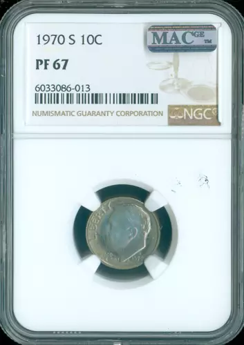 1970-S ROOSEVELT DIME PROOF NGC PF67 MAC QUALITY✔️