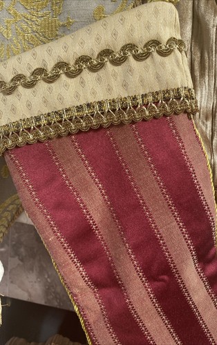 Christmas Stocking Neiman’s 18”L Fully Lined Elegant Fabric Trim & Tassels NWOT - Picture 3 of 18