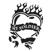 My Soldier Heart And Flame Bumper Sticker Military Vinyl Soldier Decal 5"