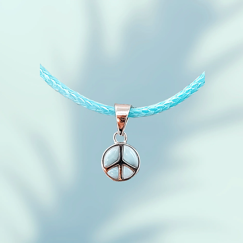Dije de plata de ley 925 signo de paz Larimar natural - Imagen 4 de 19