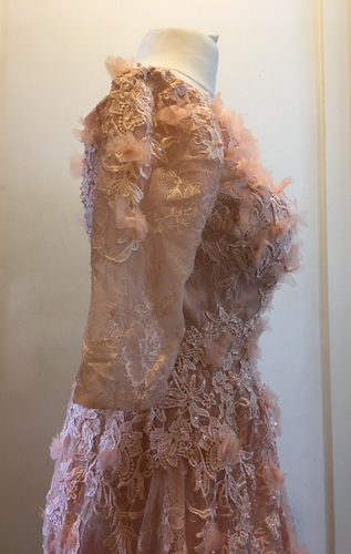 Bridess Short Sleeve Off The Shoulder Wedding Dress Size 12 Uk 8 US BNWT* Pink - Picture 6 of 23