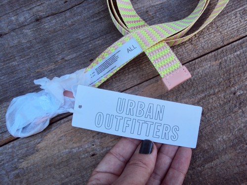Urban Outfitters Striped Webbed Belt Style No. 61355525 Lime & Pink ONE SIZE UO - Picture 3 of 10