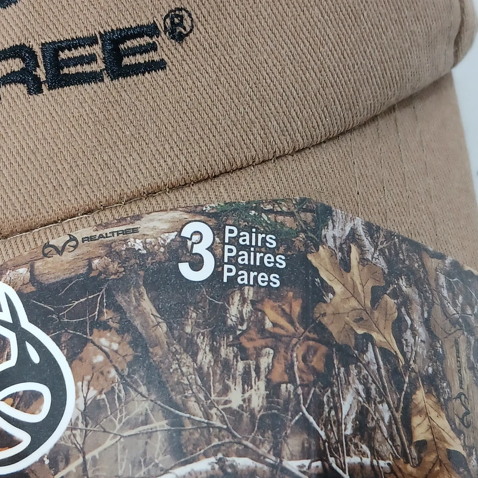 REALTREE MENS BALL CAP HAT & 3 PK CREW SOCKS SIZE 10-13 SET TAN BLACK NWT - Image 4 of 4