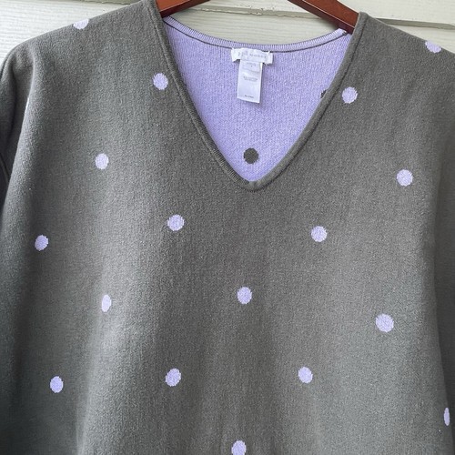 J.Jill sweater Womens S Reversible Green/purple Pokedot Drop Shoulder Comfy - Picture 2 of 15