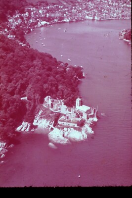 35mm Dia. Eventuell 70er Jahre. Dartmouth Castle. Devon. Air View.