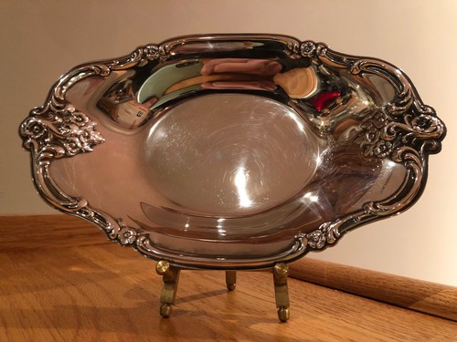 Bandeja para servir International Silver Orleans Rose 448 plata profunda ovalada Relish ~ De colección - Imagen 1 de 5