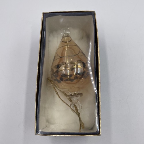 Ägyptisches Glas 7 Zoll mundgeblasen & handbemalt 24k Gold Turm Ornament - Bild 1 von 12