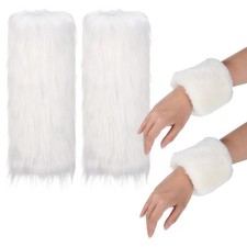 1 Set Writs Cuff Furry Leg Warmers Winter Cuff Wrist Warmers Short Plush