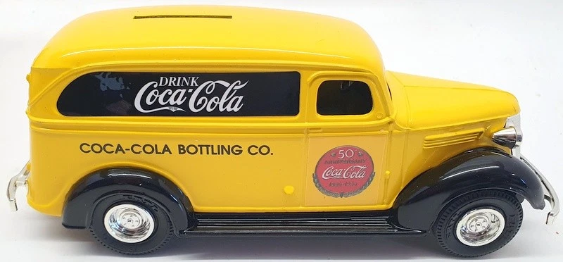 ERTL 18cm Long Model Car B901 - Coke Brand Metal Bank Car - Yellow - Image 3 of 4