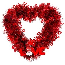 Valentine Heart-Shaped Wreath Red Garland Love Letter Metallic Door Wall Decor