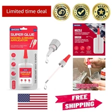 Precision Super Glue - Brush & Nozzle Applicator for All Material Repairs