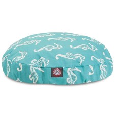 Teal Sea Horse Large Round Indoor Outdoor Pet Dog Bed With Removable Washable...