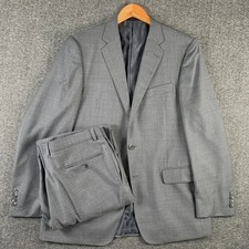 Jos A Bank Suit Men 42L Lanificio Wool 2 Piece Gray Pant 36x33