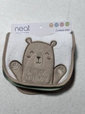 NWT Neat Solutions Neutral 4 Pack Bear Bib New Infant Bibs