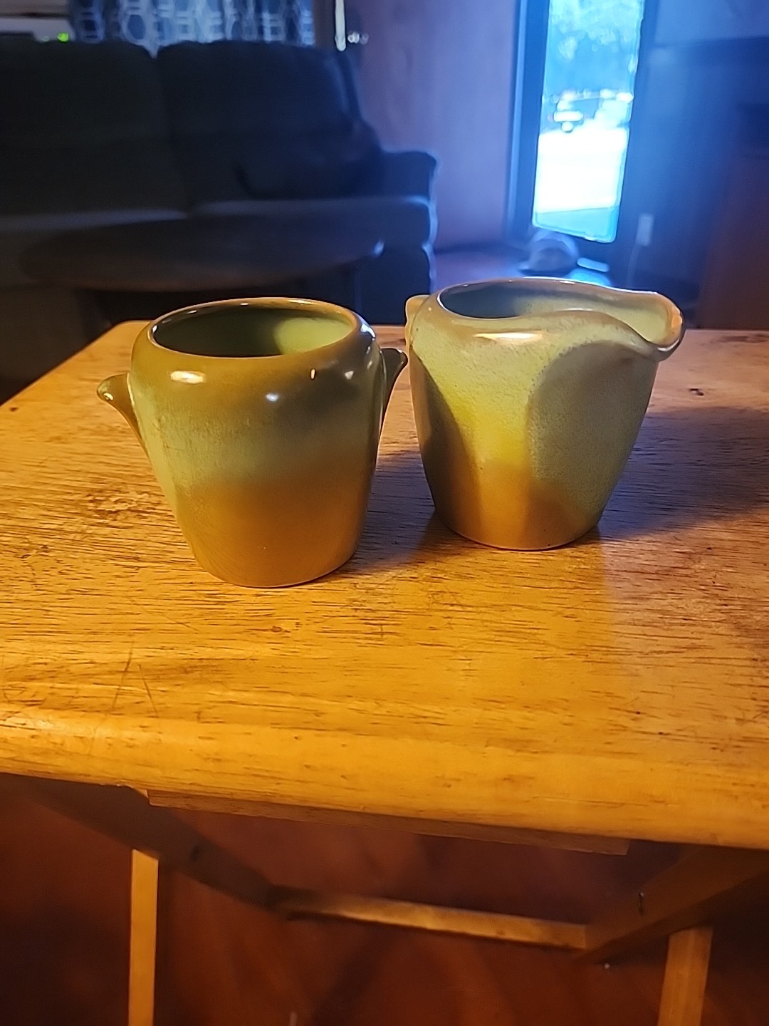 Frankoma Prairie Green Open Sugar & Creamer Set, 5 DA 5 DB